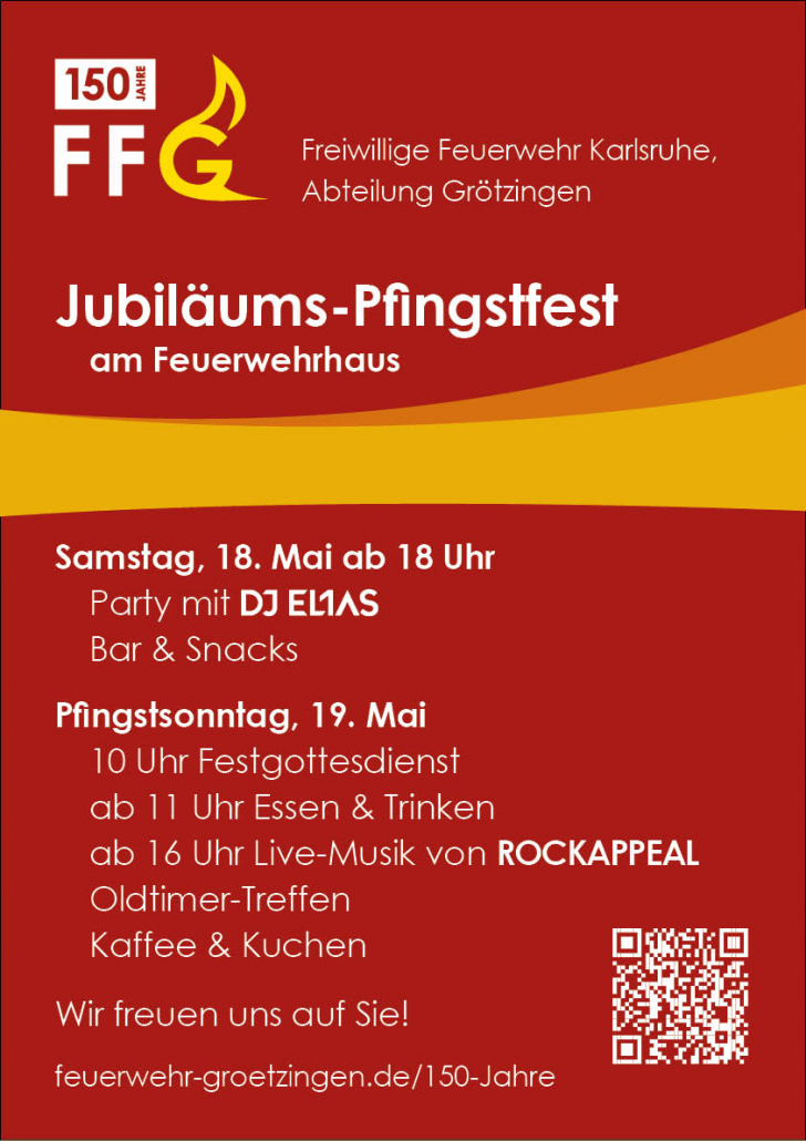 Plakat für das Jubiläums-Pfingstfest am 18. und 19. Mai 2024